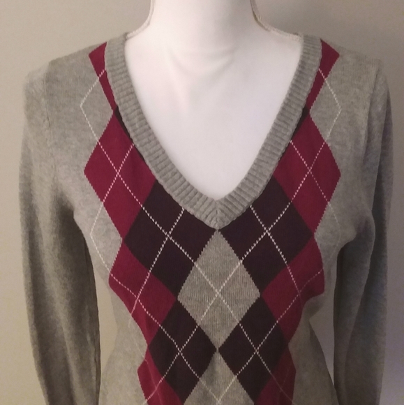 Merona Grey, Brown/Burgandy Argle Sweater - Picture 2 of 8